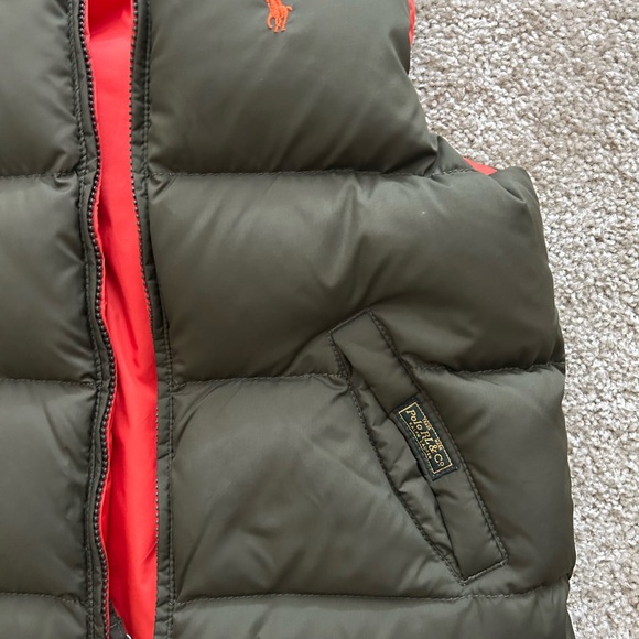 Polo Ralph Lauren Boys size 6 Bleeker Olive Green Orange Puffer Zipped Vest - Picture 2 of 7